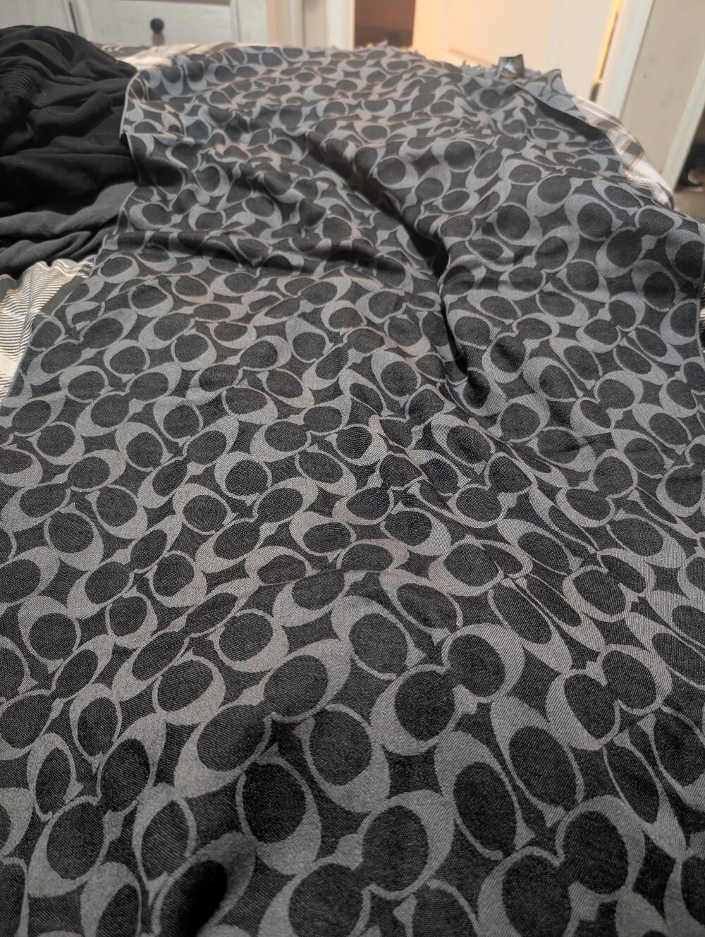 Coach Black Gray Signature Large Scarf